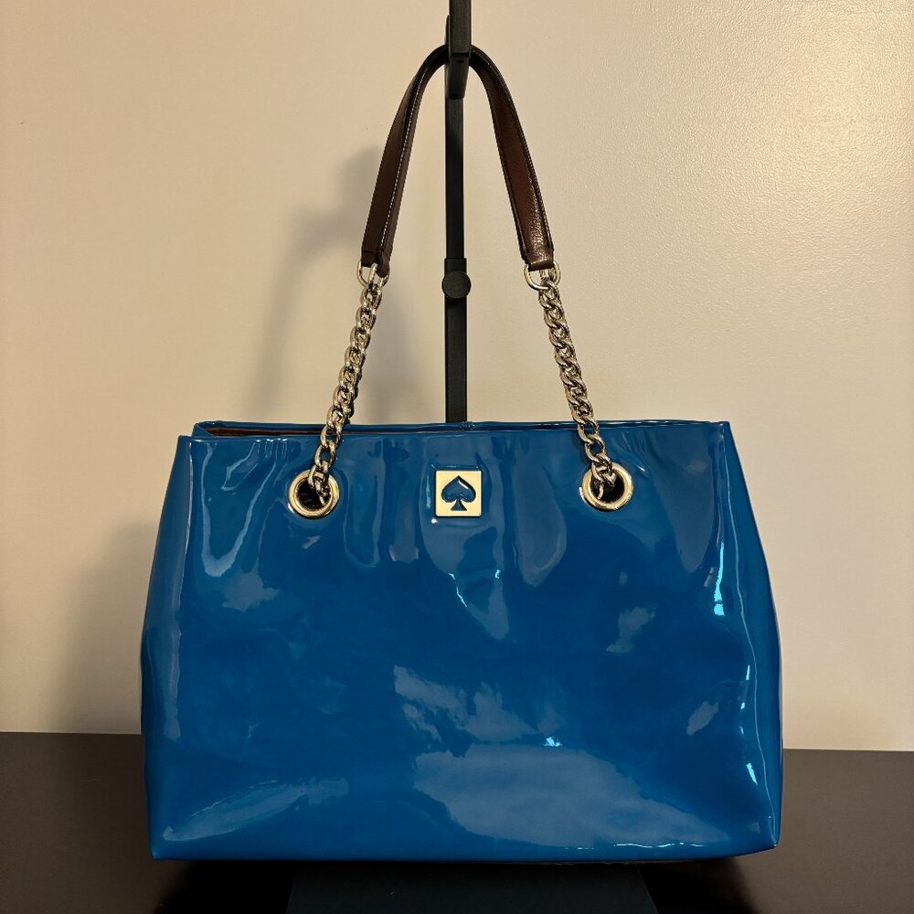 Kate Spade Kingsbury Park Blue Patent Leather Tote